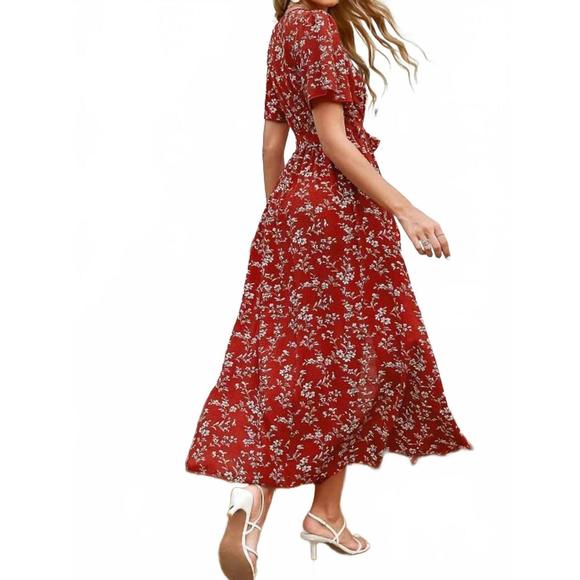 NEW MISS SPARKLING meadow midi dress in red - Picture 2 of 2